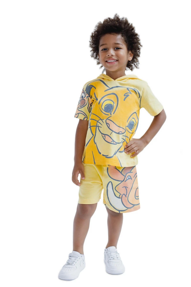 Disney Toddler Boys Hooded T-Shirt and French Terry Shorts Outfit Set to (2T - 10-12)