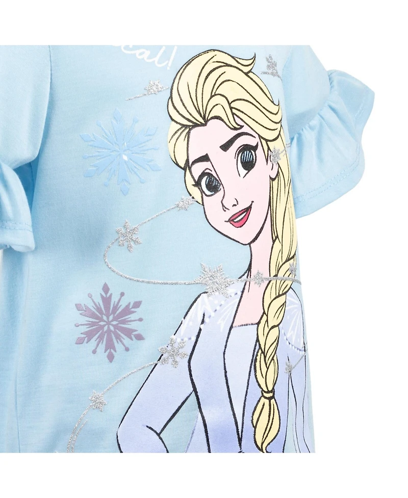 Frozen Toddler Girls Disney Princess Moana Mermaid Floral T-Shirt and Leggings Outfit Set to