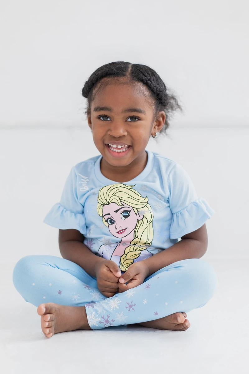 Frozen Girls Princess Moana Mermaid Floral T-Shirt and Leggings Outfit Set to