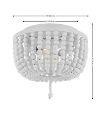 Jonathan Y Allison 10" 2-Light Shabby Chic Farmhouse Wood Beaded/Metal Led Flush Mount, White