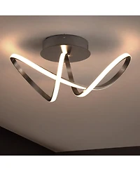Jonathan Y Chantelle 19.5" 1-Light Modern Minimalist Aluminum Loop Integrated Led Semi Flush Mount