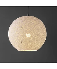 Jonathan Y Lacey 19.5" 1-Light Bohemian Minimalist Iron/Rope Woven Globe Led Pendant, White/Black