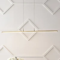 Jonathan Y Conley 39.5" Dimmable Adjustable Integrated Led Metal Linear Pendant, Brass Gold