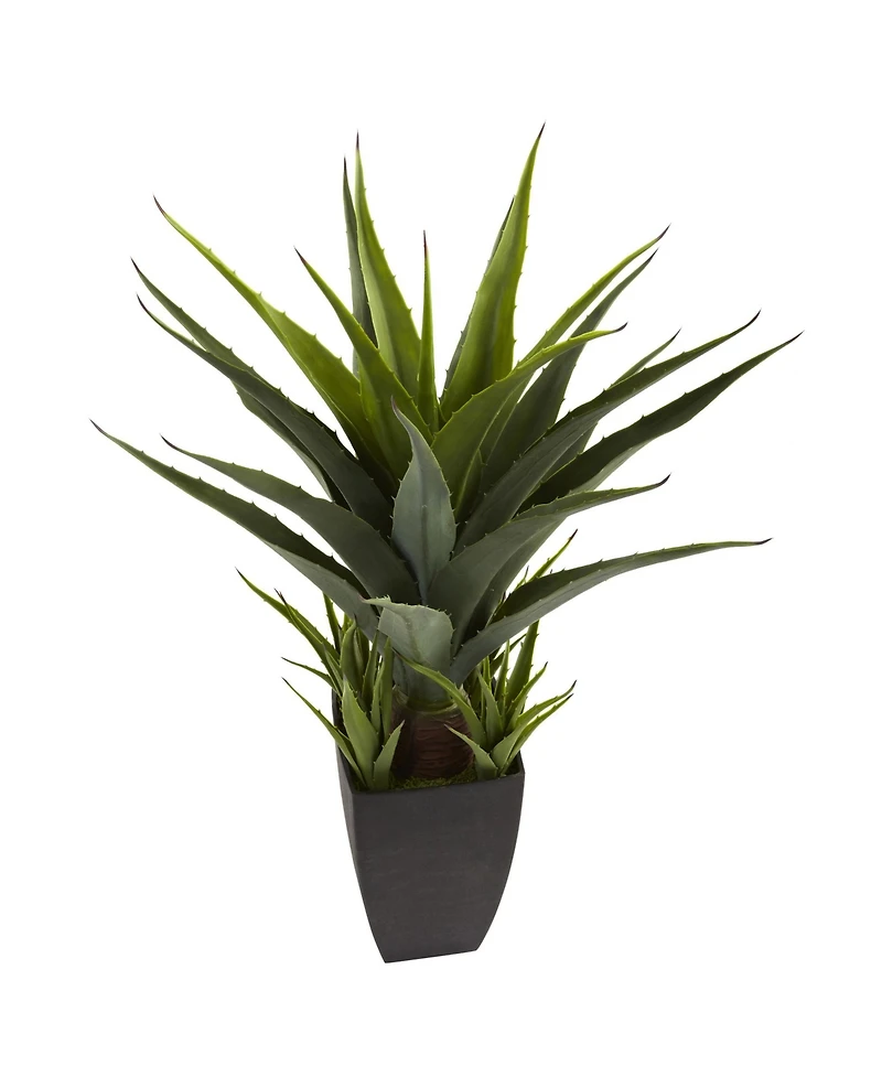 Slickblue Agave Plant in Stylish Black Planter Modern Indoor Decoration