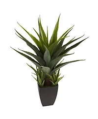 Slickblue Agave Plant in Stylish Black Planter Modern Indoor Decoration