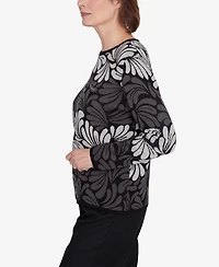 Alfred Dunner Petite Classics Geometric Ombre Scroll Sweater