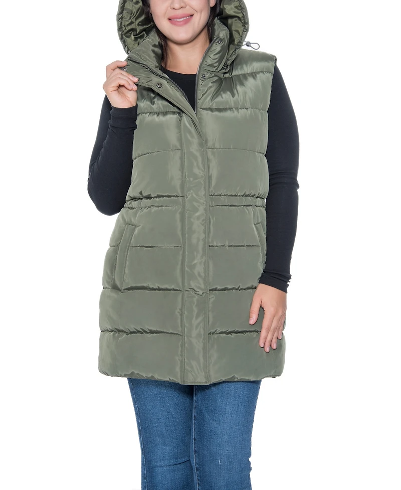 Sebby Collection Plus Puffer Vest With Drawstring Waist
