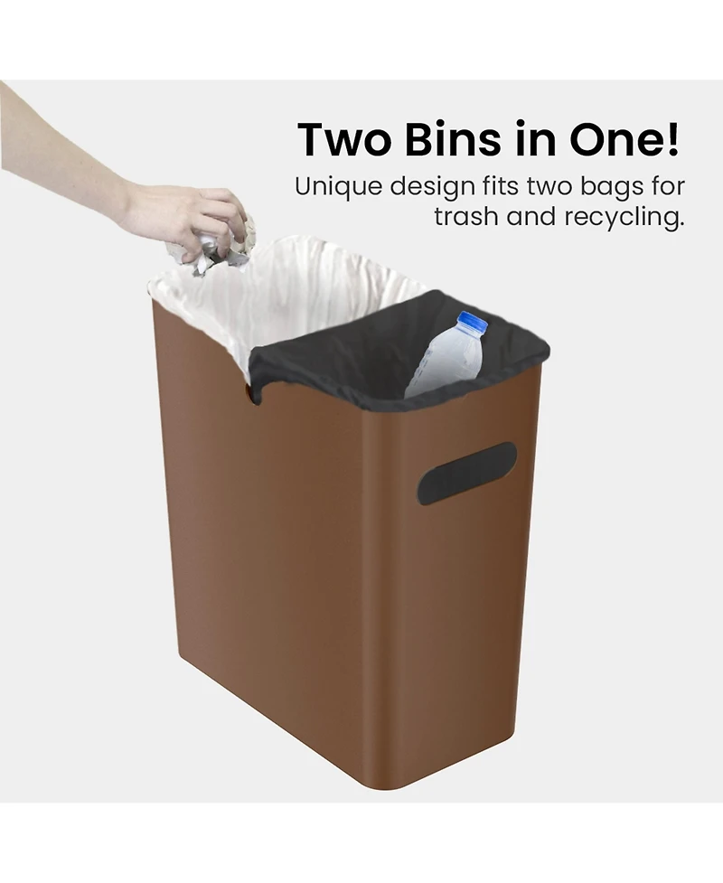 iTouchless SlimGiant Plastic Wastebasket with Handles 4.2 Gallon Set of 2