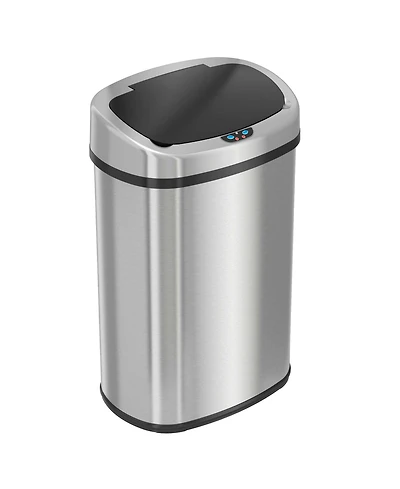 iTouchless Stainless Steel Oval Sensor Trash Can with AbsorbX Odor Filter 13 Gallon Silver