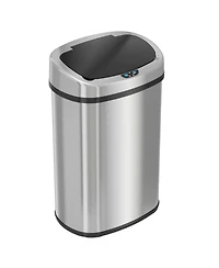 iTouchless Stainless Steel Oval Sensor Trash Can with AbsorbX Odor Filter 13 Gallon Silver