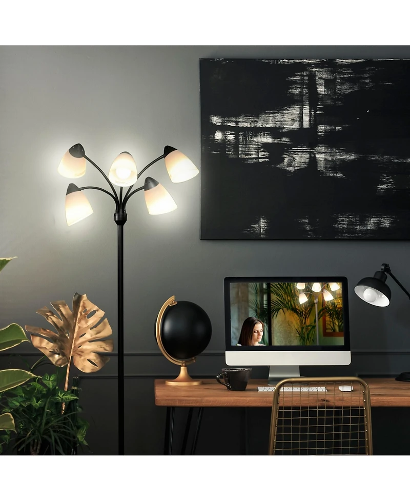 Medusa 74" Led 5-Light Floor Lamp with Interchangeable Shades
