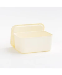 Iris Usa Plastic Modular Basket Bin & Lid, Small, 4-Pack, Stackable Lidded Storage Organizer Bins for-Kitchen-Bathroom and Bedroom, Off White