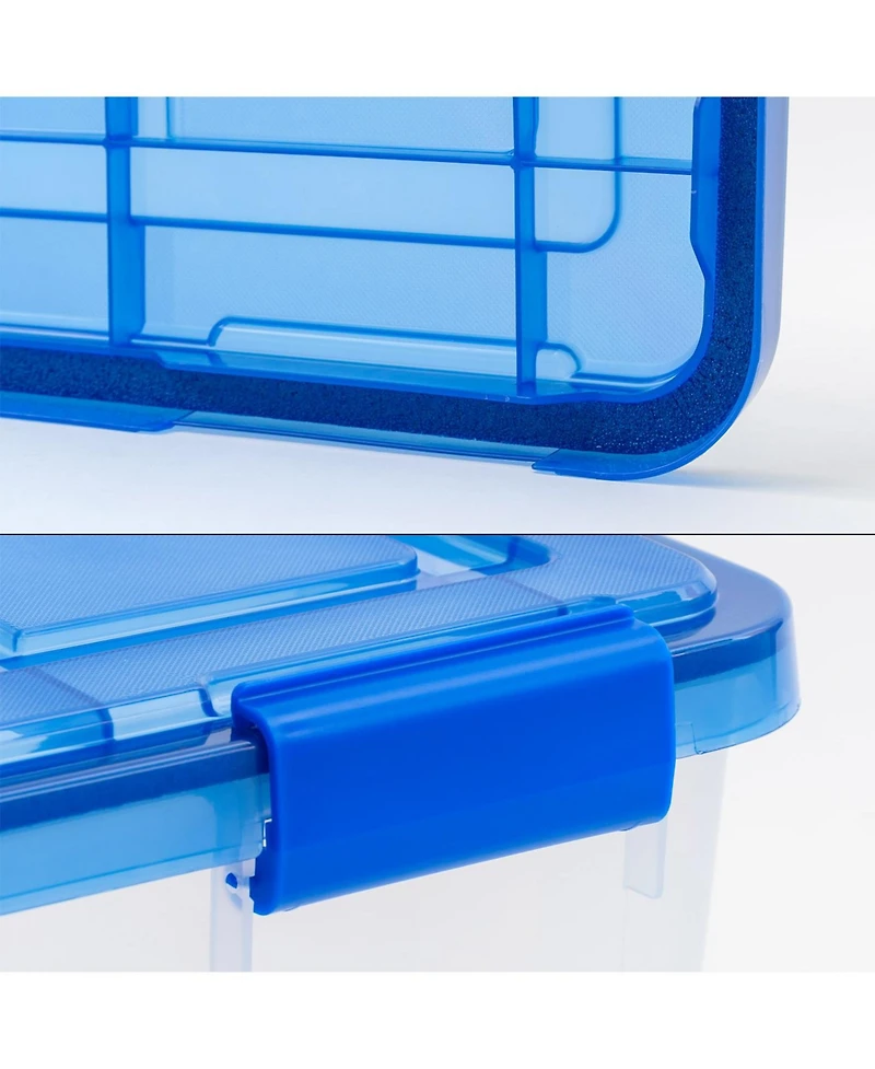 Iris Usa 4Pack 30qt Weatherpro Airtight Plastic Storage Bin with Lid and Seal and Secure Latching Buckles