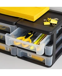Iris Usa Small 3-Drawer Desktop Organizer, 4 Pack, Stackable, for Office, School, Stationary, Makeup Organizer, Bathroom, Utility, Medical Supplies, D
