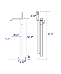 Boyel Living Freestanding Floor Mount Single Handle Bath Tub Filler Faucet with Handheld Shower