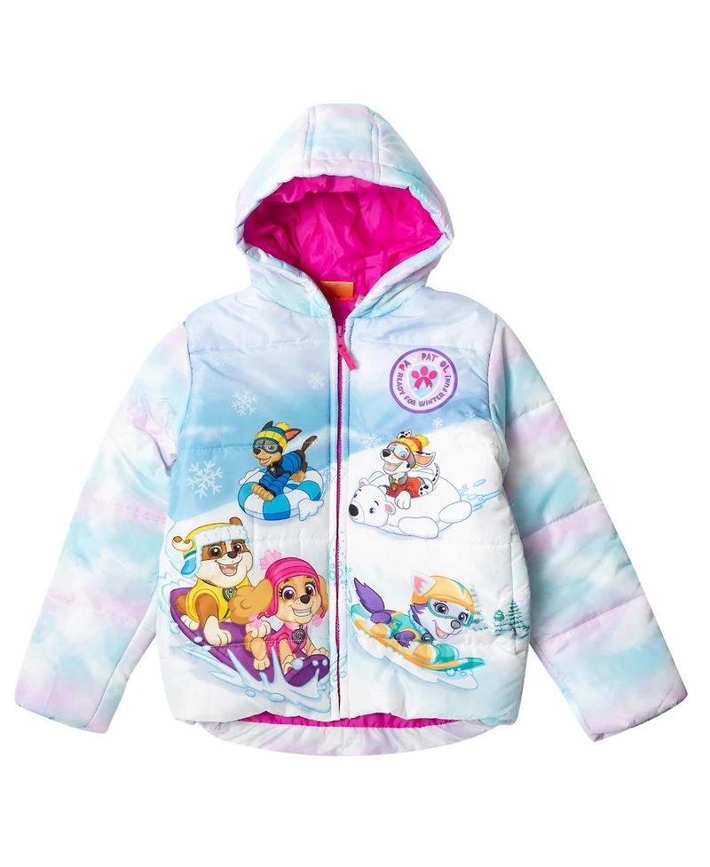 Paw Patrol Toddler Girls Everest Rubble Marshall Zip Up Puffer Jacket to