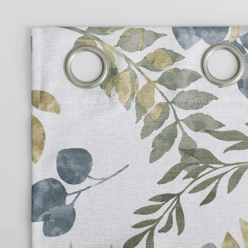 Remi Floral Leaf Print Blackout Grommet Curtain Panel