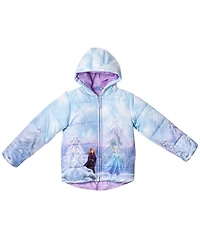 Frozen Little Girls Princess Anna Elsa Zip Up Winter Coat Puffer Jacket