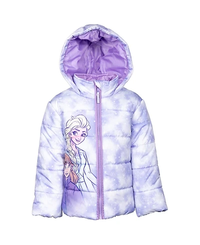Disney Frozen Princess Anna Elsa Zip Up Winter Coat Puffer Jacket