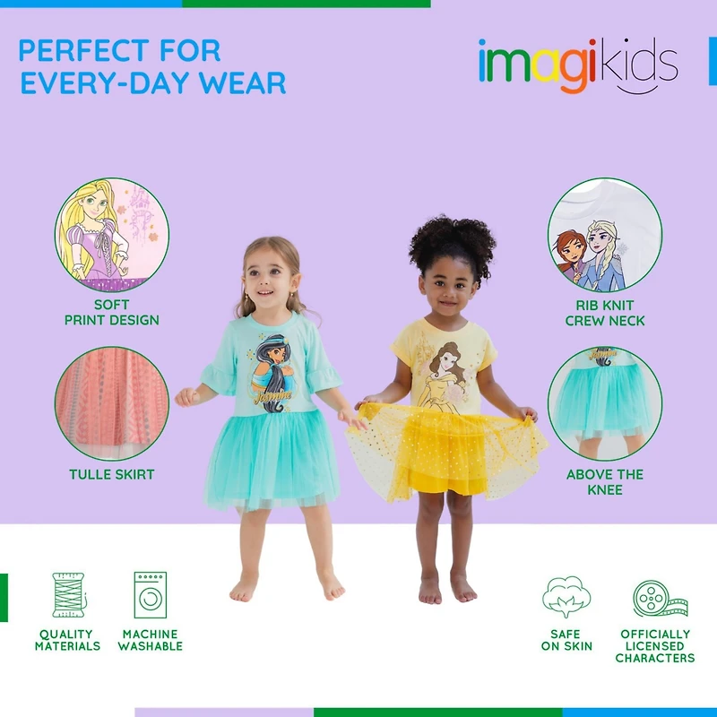Frozen Girls Disney Princess Lion King Mermaid Moana Tulle Dress to (2T - 10-12
