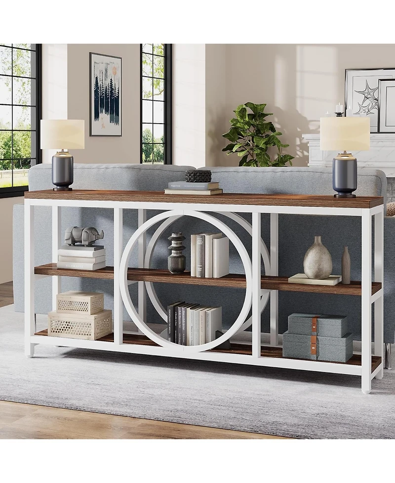 Tribesigns Narrow Behind Sofa Console Table, Extra Long Entryway Tables with 3 Tier Shelves