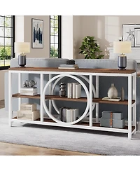 Tribesigns Narrow Behind Sofa Console Table, Extra Long Entryway Tables with 3 Tier Shelves