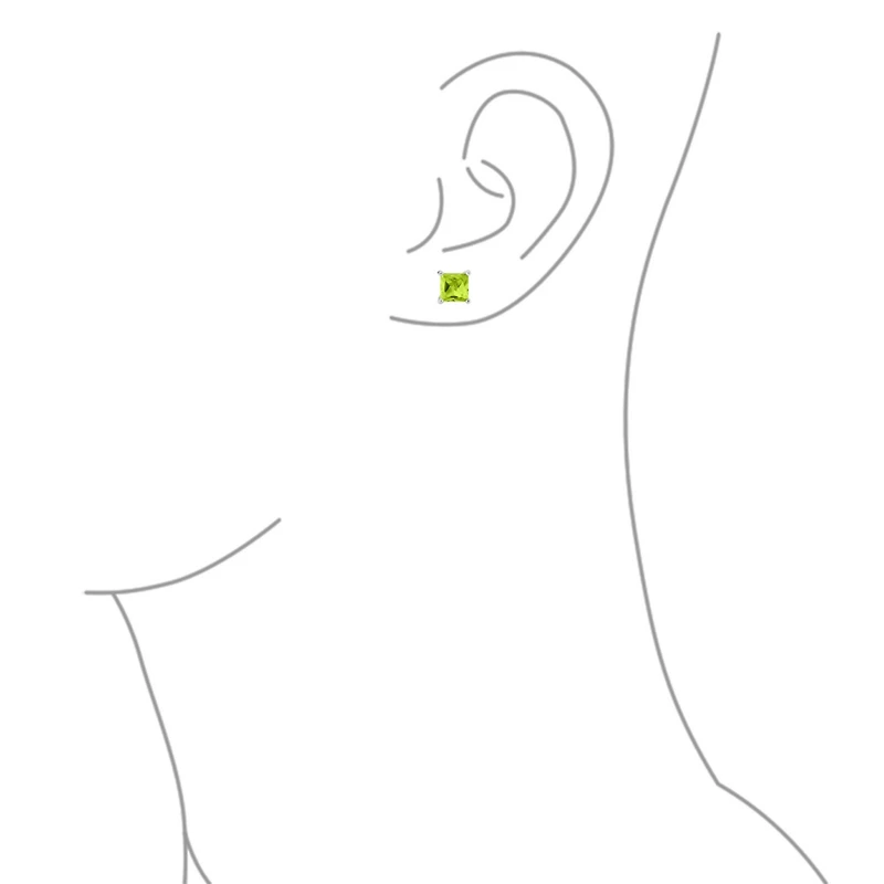 Bling Jewelry 2CT Square Cubic Zirconia Cz Stud Earrings Sterling Silver 7MM