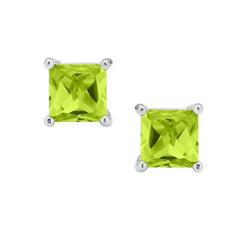 Bling Jewelry 2CT Square Cubic Zirconia Cz Stud Earrings Sterling Silver 7MM