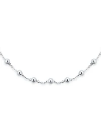 Bling Jewelry Dainty Sterling Silver Petite 3MM Round Bead Station Ball Necklace Shinny 16 Inch