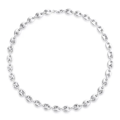 Bling Jewelry .925 Sterling Silver Nautical Anchor Link Puff Mariner Chain Choker Necklace 9MM Wide 16 Inch