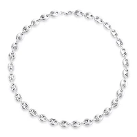 Bling Jewelry .925 Sterling Silver Nautical Anchor Link Puff Mariner Chain Choker Necklace 9MM Wide 16 Inch