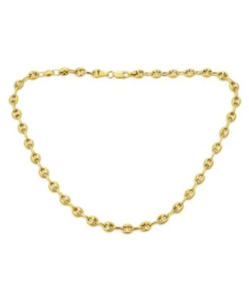 Bling Jewelry Unisex Yellow 14k Gold Overlay .925 Sterling Silver Nautical Anchor Link Puff Mariner Chain Necklace For Women Men 6mm Wide 24 Inch