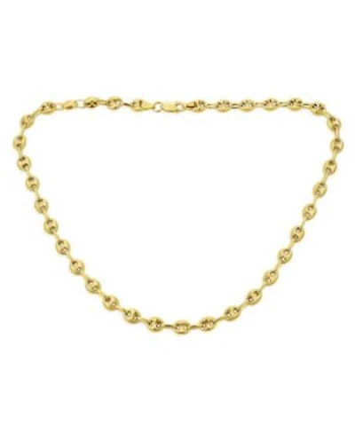 Bling Jewelry Unisex Yellow 14k Gold Overlay .925 Sterling Silver Nautical Anchor Link Puff Mariner Chain Necklace For Women Men 6mm Wide 24 Inch