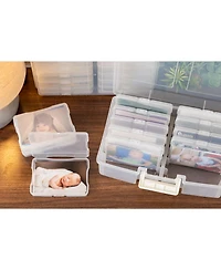 Iris Usa 4" x 6" Photo Storage Box with 12 cases, Handle, Craft Organizers and Storage Cases for Pictures, Cards, Clear