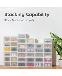 Iris Usa Tall 6 Pack Shoe Storage Box Stackable and Drop Front