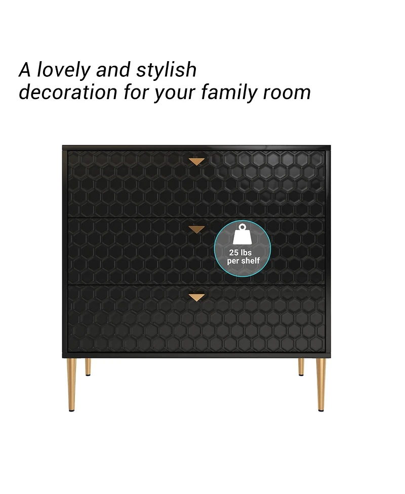 Boyel Living 32"Tall 3-Drawer Storage Cabinet Dresser Chest