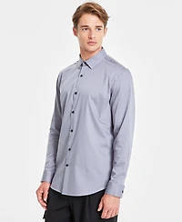 Alfani Men's Modern Classic-Fit Stretch Dot Dobby Button-Down Shirt, Created for Macy's