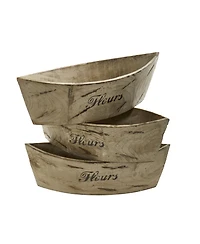 Slickblue 5" White Washed Wood Planter (Set of 3)