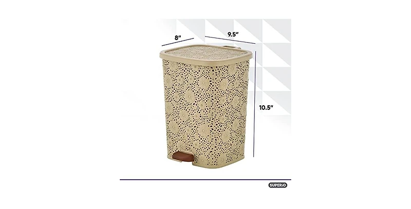 Superio Mini 1.5 Gallon Step On Trash Can with Lid Lace Design