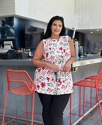 White Mark Plus Floral Sleeveless Tunic Top