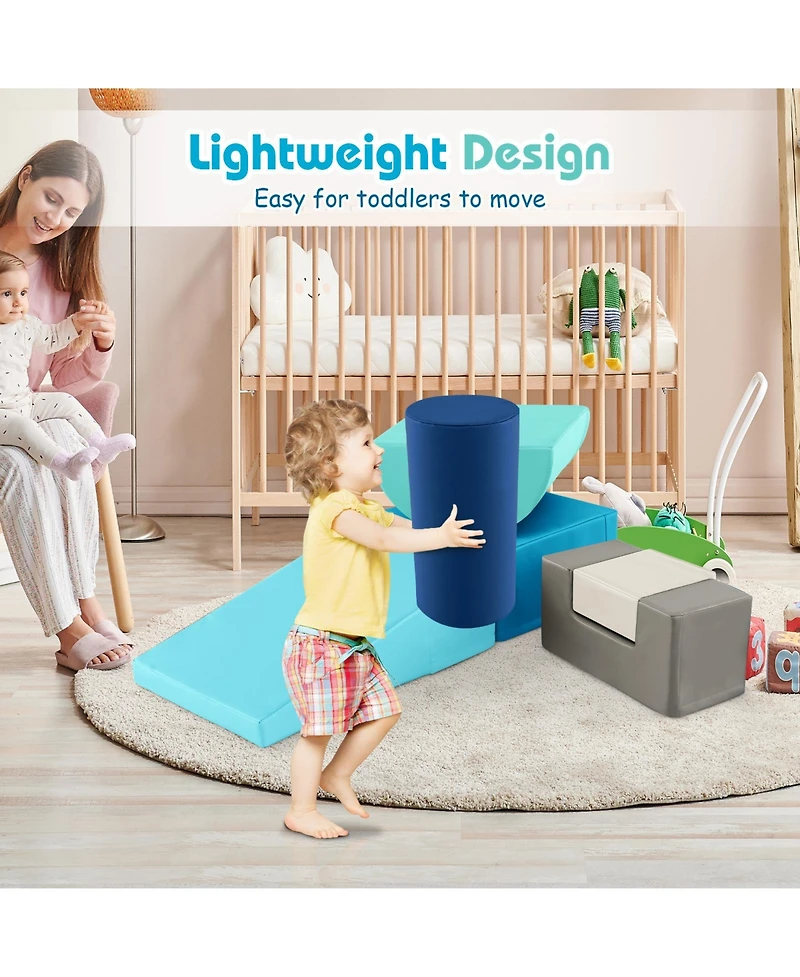 Slickblue Kids 6 Pieces Foam Climbing Blocks Indoor Climb and Crawl Activity Playset with Rectangles