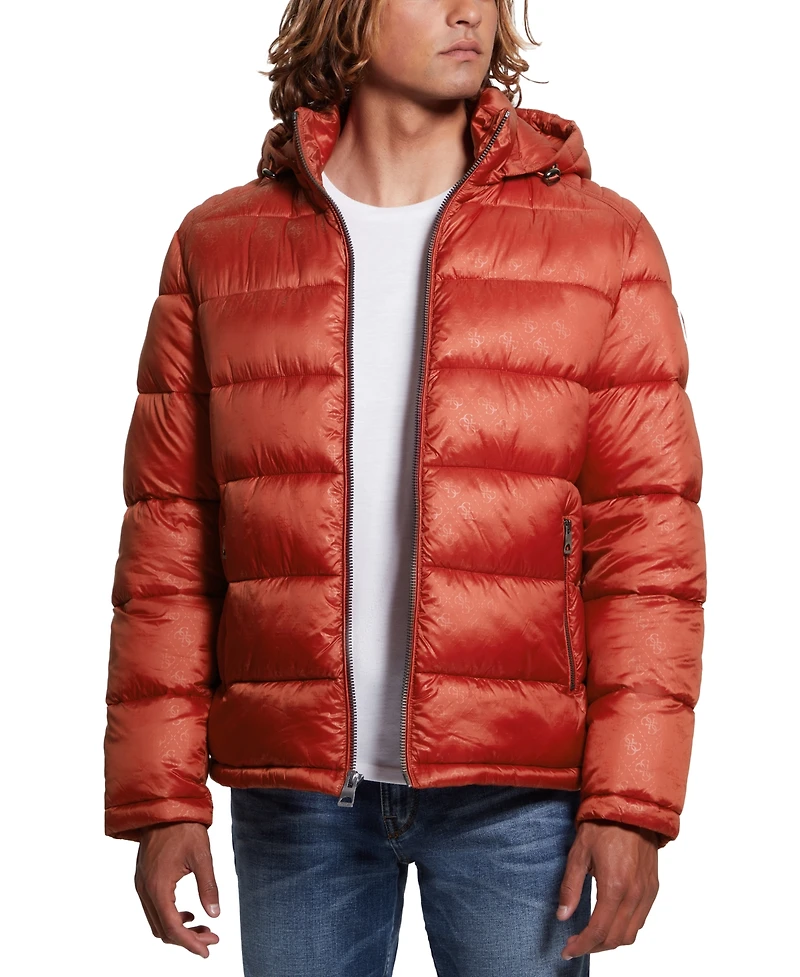 Guess Men's Adam Puffer Jacket with Removable Hood