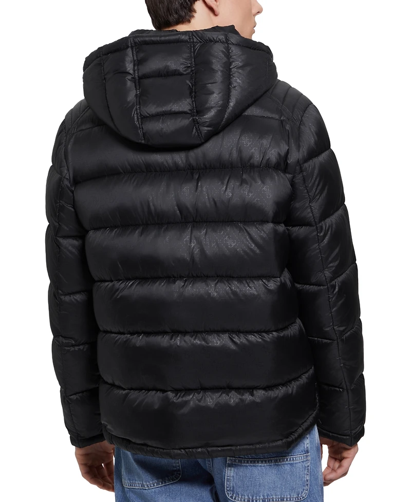 Guess Men's Adam Puffer Jacket with Removable Hood