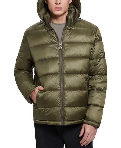 Guess Men's Adam Puffer Jacket with Removable Hood