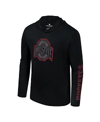 Colosseum Men's Black Ohio State Buckeyes Color Pop Active Blend 2-Hit Long Sleeve Hooded T-Shirt
