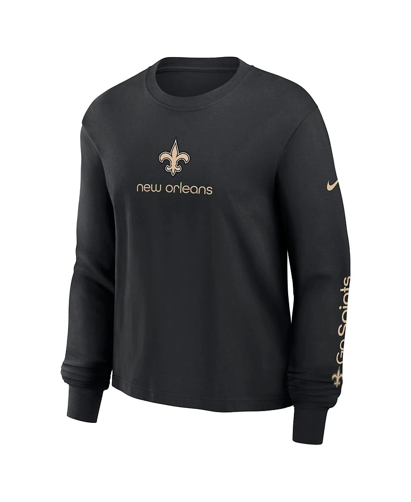Nike Women's Black New Orleans Saints Boxy Long Sleeve T-Shirt
