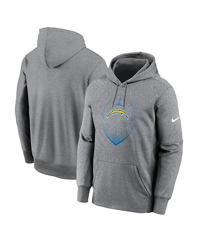 Nike Men's Heather Gray Los Angeles Chargers Icon Performance Pullover Hoodie