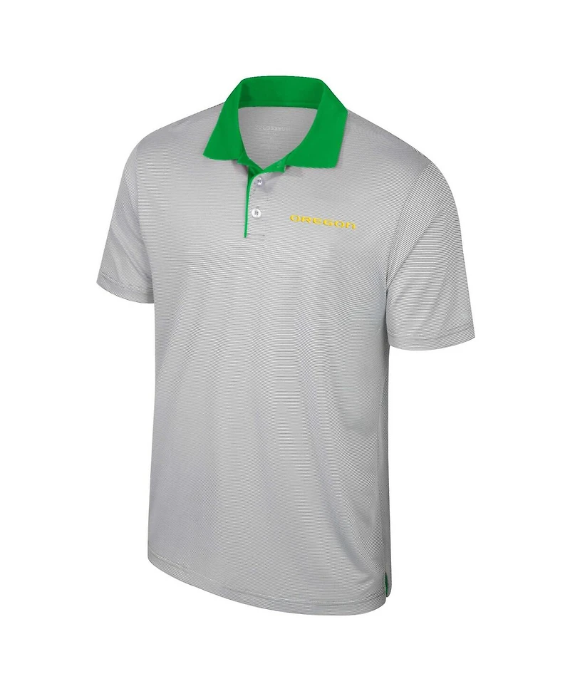 Colosseum Men's Gray Oregon Ducks Big Tall Tuck Striped Polo