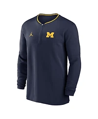 Jordan Men's Navy Michigan Wolverines 2024 Sideline Coach Performance Half-Zip Long Sleeve Top