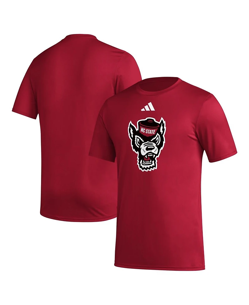 Adidas Men's Red Nc State Wolfpack Primary Locker Logo Pre-Game Aeroready T-Shirt